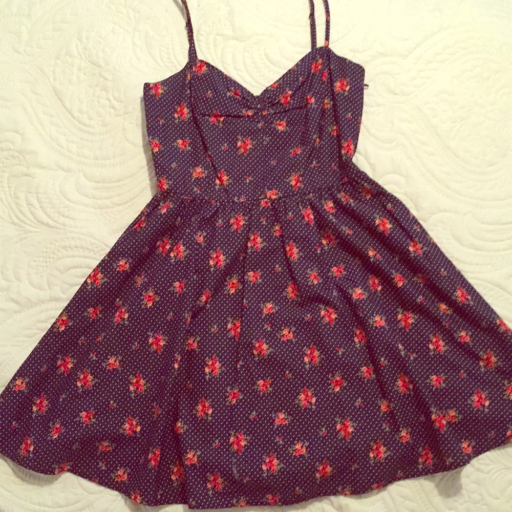 Navy blue floral dress